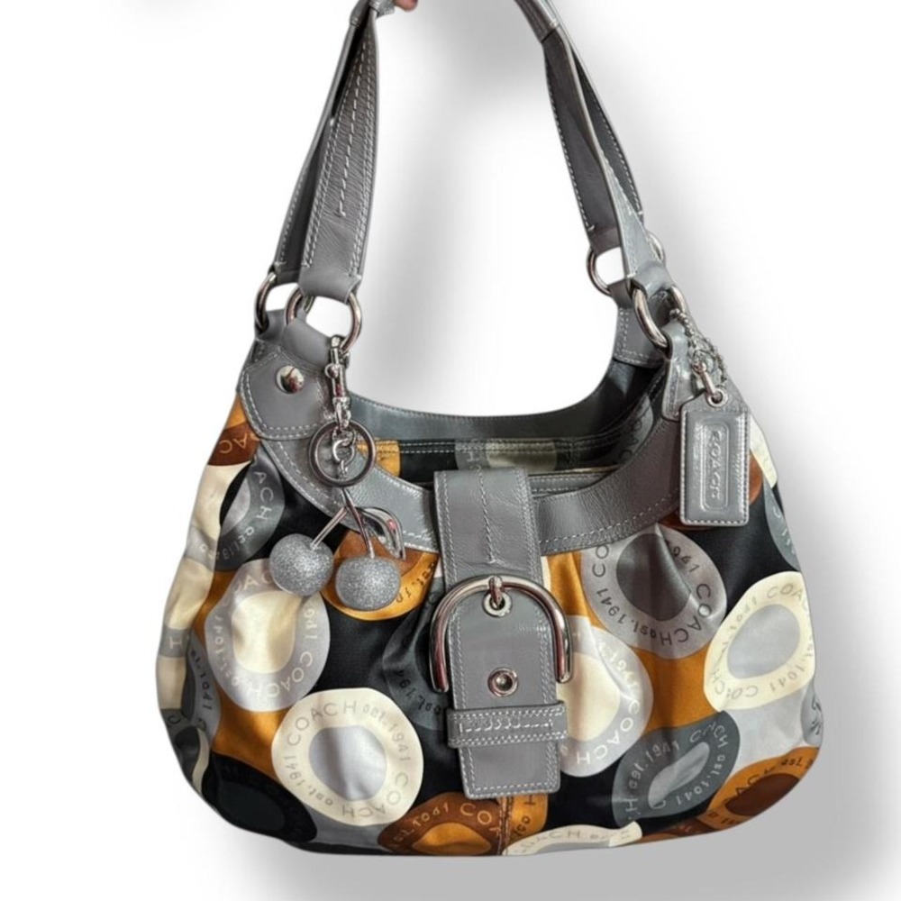 Y2k Coach‎ Soho Lynn Hobo Op Art Medallion Scarf Print Glam Shoulder Bag